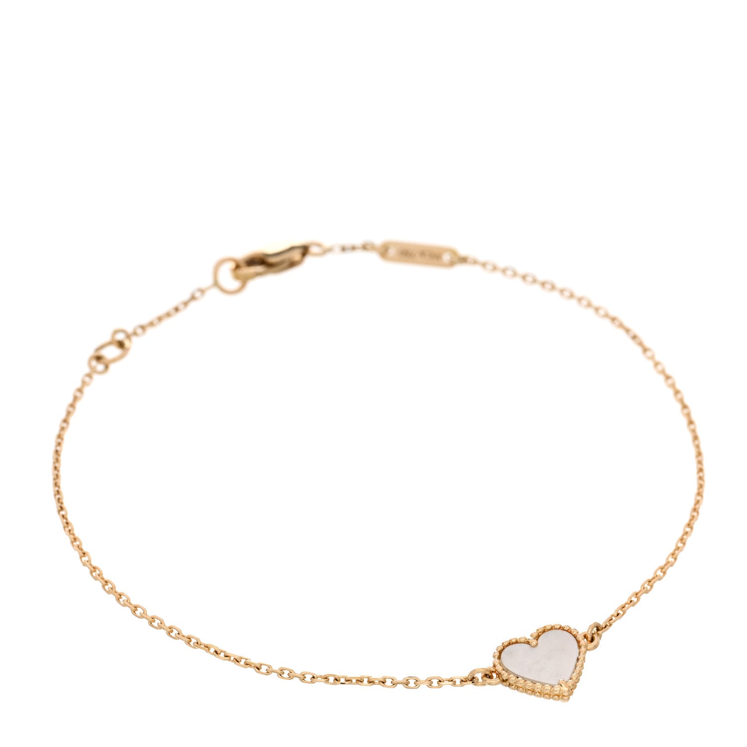 Van Cleef & Arpels 18K Yellow Gold Mother Of Pearl Sweet Alhambra Heart Bracelet 1 of 3