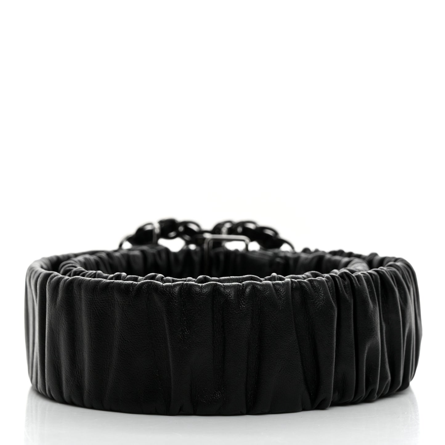Lambskin Ruched Chain CC Belt 75 30 Black