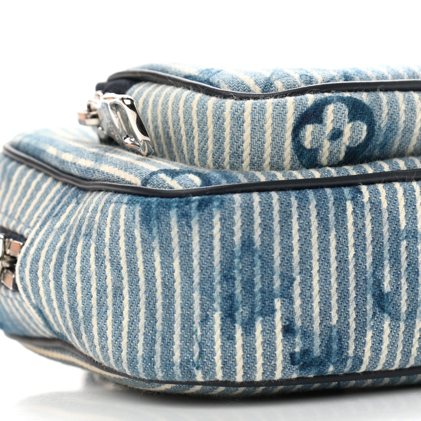 Hickory Stripes Denim Monogram Watercolor Outdoor Pouch Blue