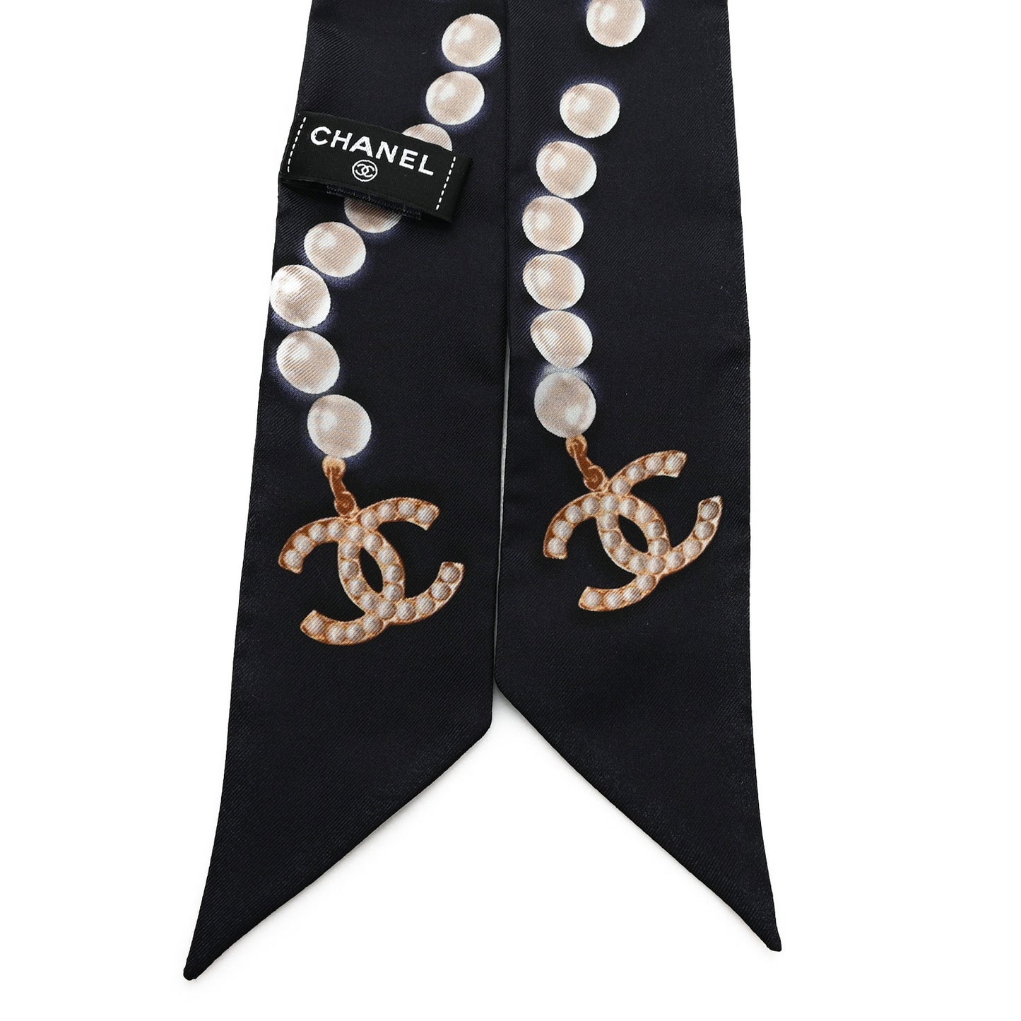 Silk Pearl CC Slim Bandeau Scarf Dark Navy