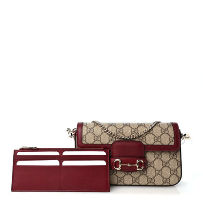 Gucci GG Supreme Monogram Azalea Calfskin Horsebit 1955 Mini Bag Beige Ebony Rosso Ancora 3 of 12