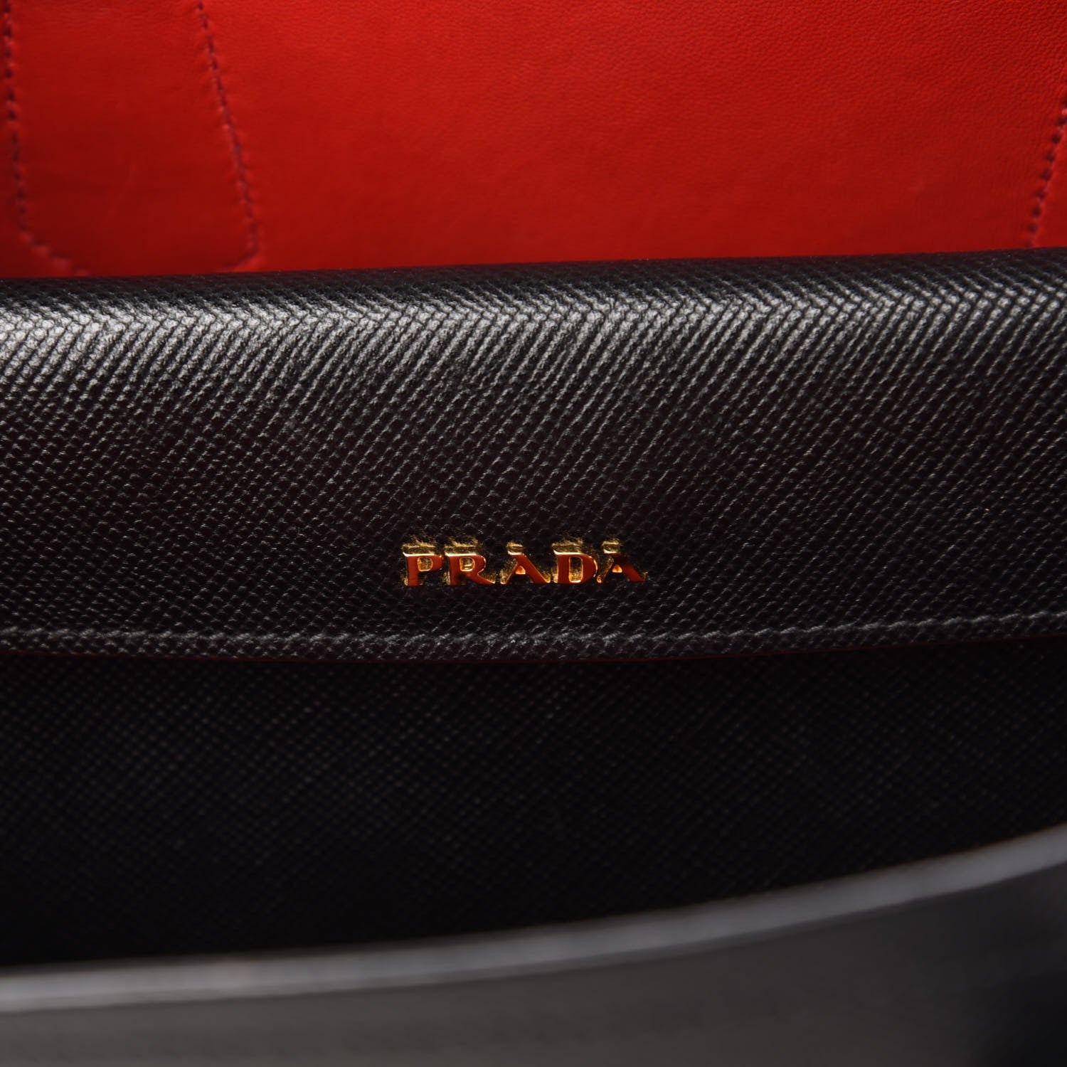 Prada Saffiano Cuir Large Double Bag Black Fuoco 8 of 9
