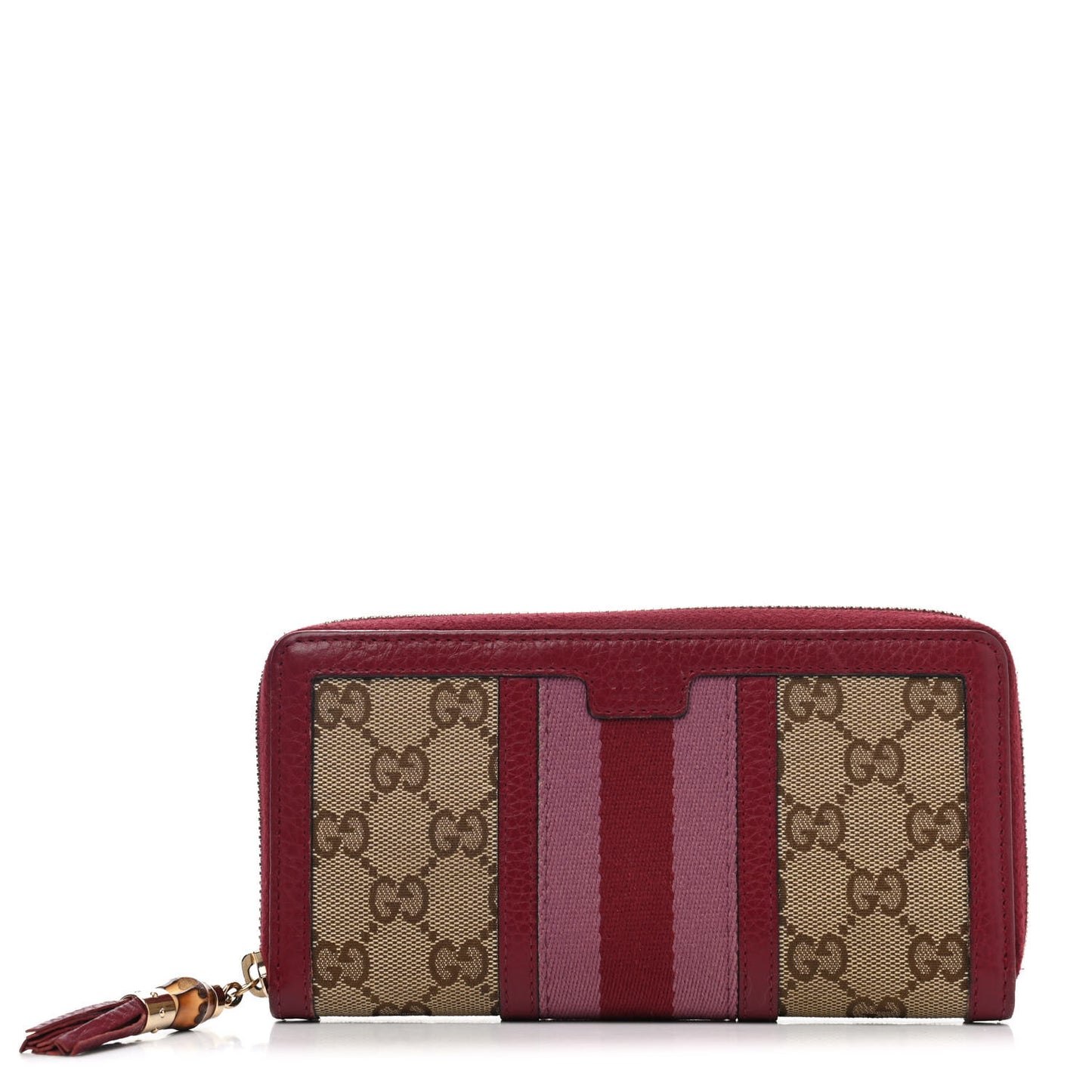 Monogram Cellarius Calfskin Vintage Web Rania Zip Around Wallet Beige Ebony Soft Burgundy Peonia Flower Box Pink