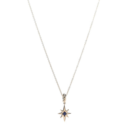 David Yurman 18K Yellow Gold Sapphire North Star Birthstone Charm Pendant Necklace 1 of 7