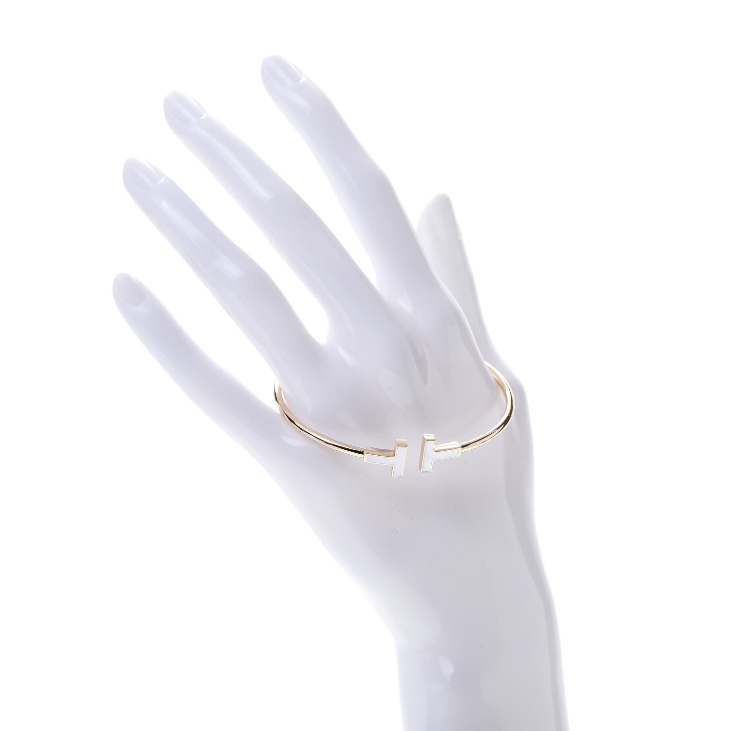 Tiffany 18K Rose Gold Mother of Pearl T Wire Bracelet 2 of 6