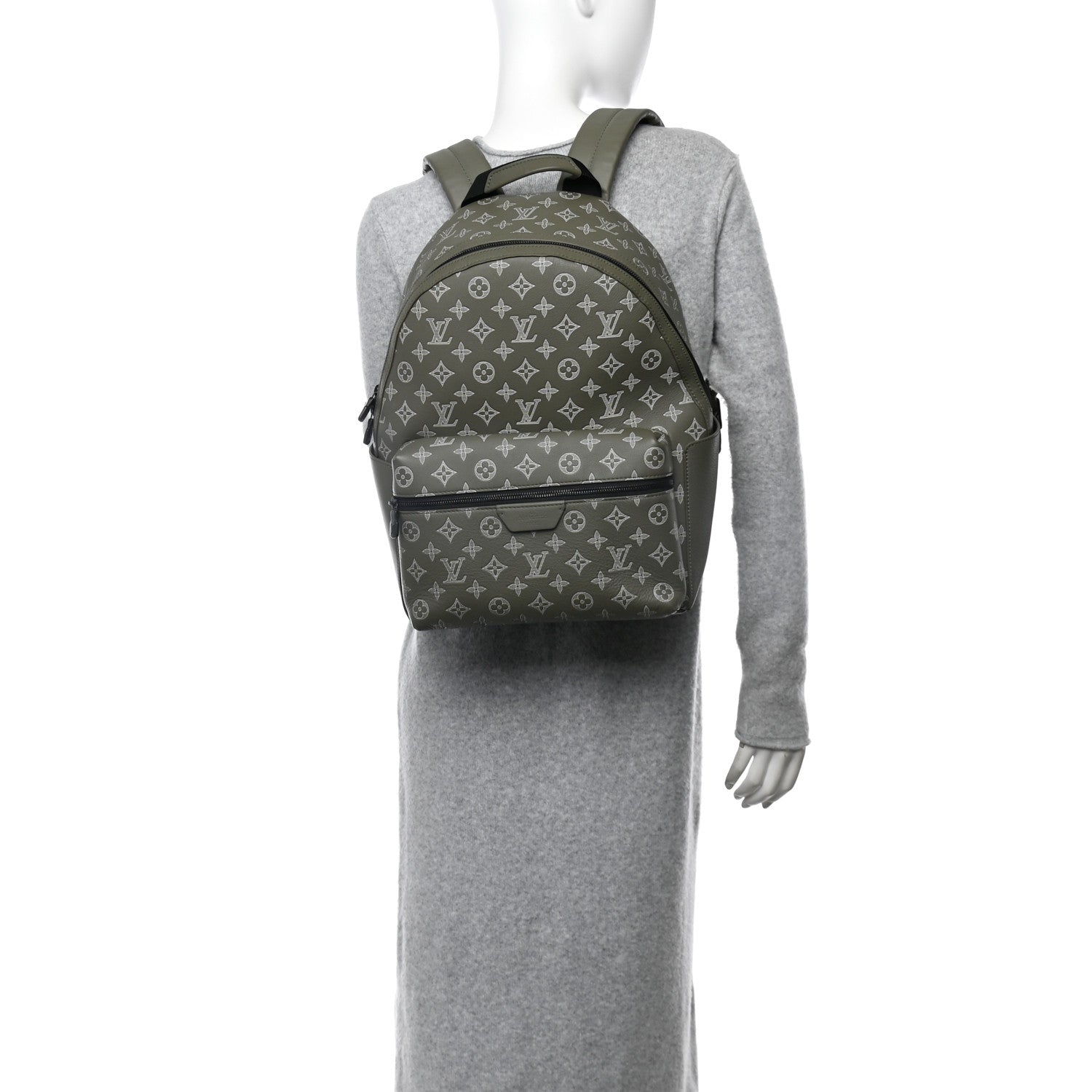 Louis Vuitton Calfskin Monogram Shadow Discovery Backpack PM Olive Green 2 of 10