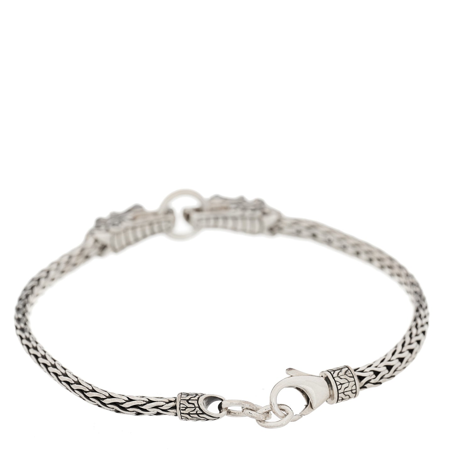 Sterling Silver Blue Sapphire Double Dragon Head Legends Naga Bracelet