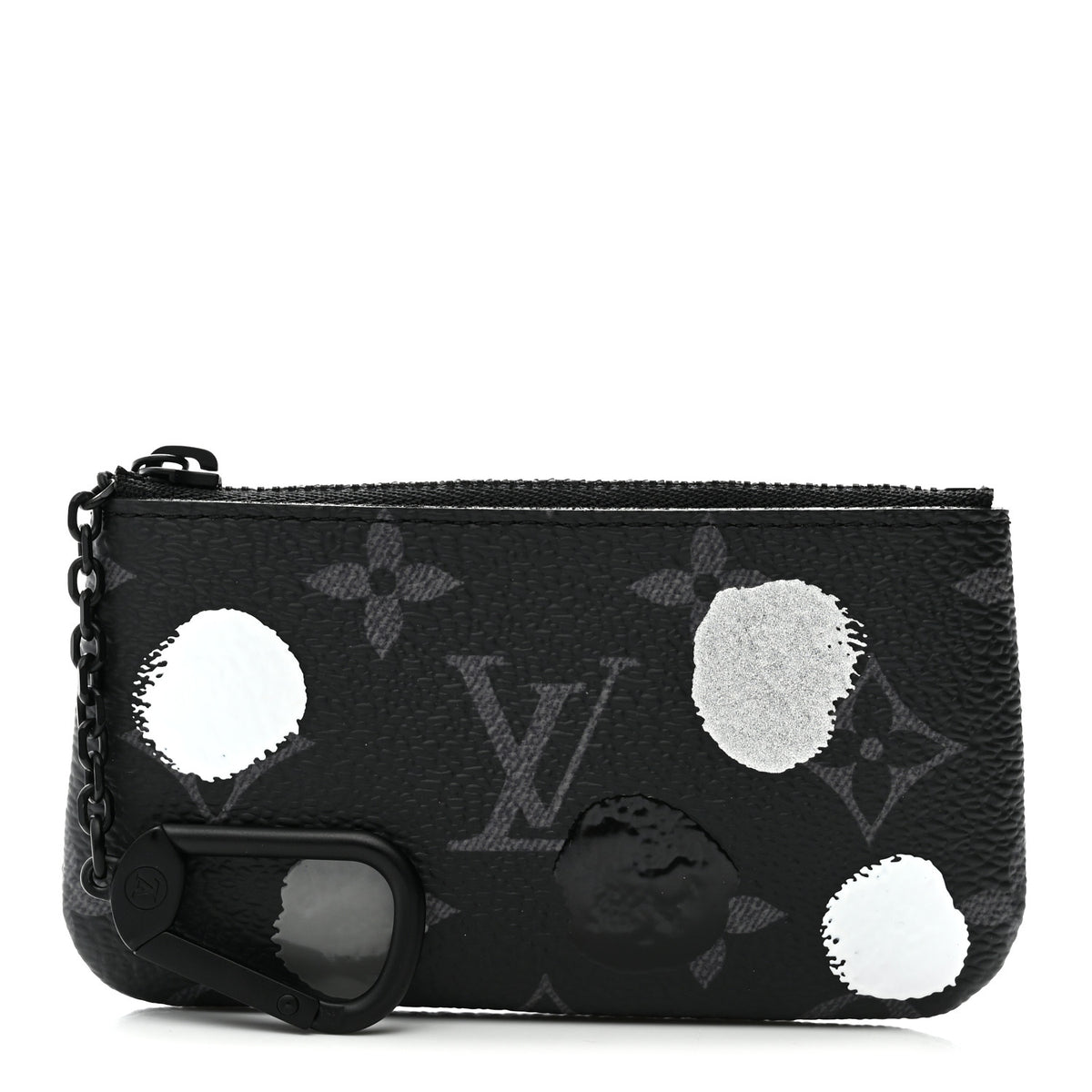 LV X YK Monogram Eclipse Key Pouch Black Silver