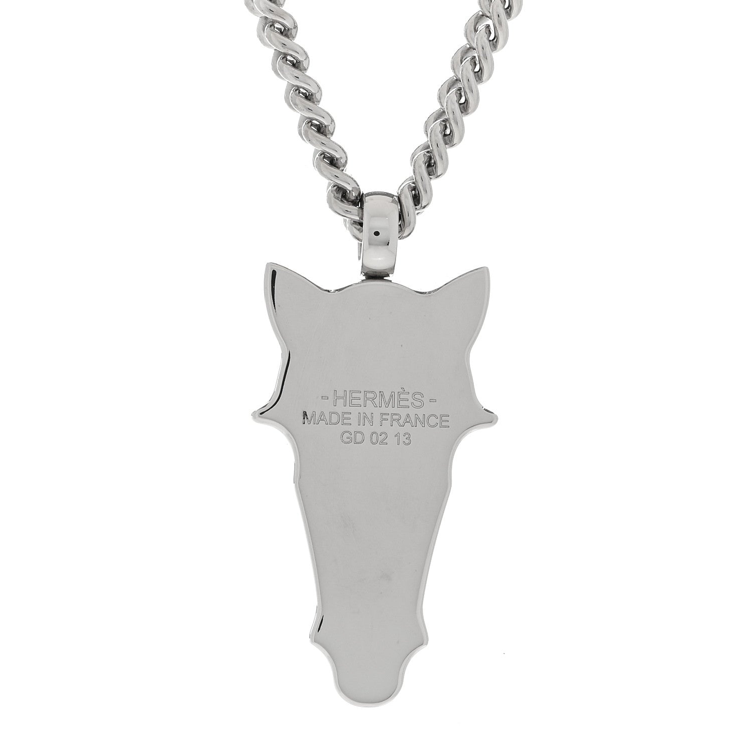 Hermes Lacquered Palladium Destrier Necklace Duo De Gris 4 of 4