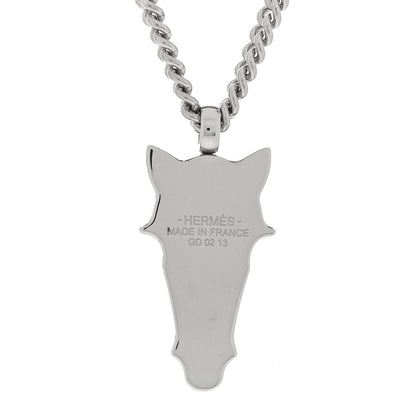 Hermes Lacquered Palladium Destrier Necklace Duo De Gris 4 of 4