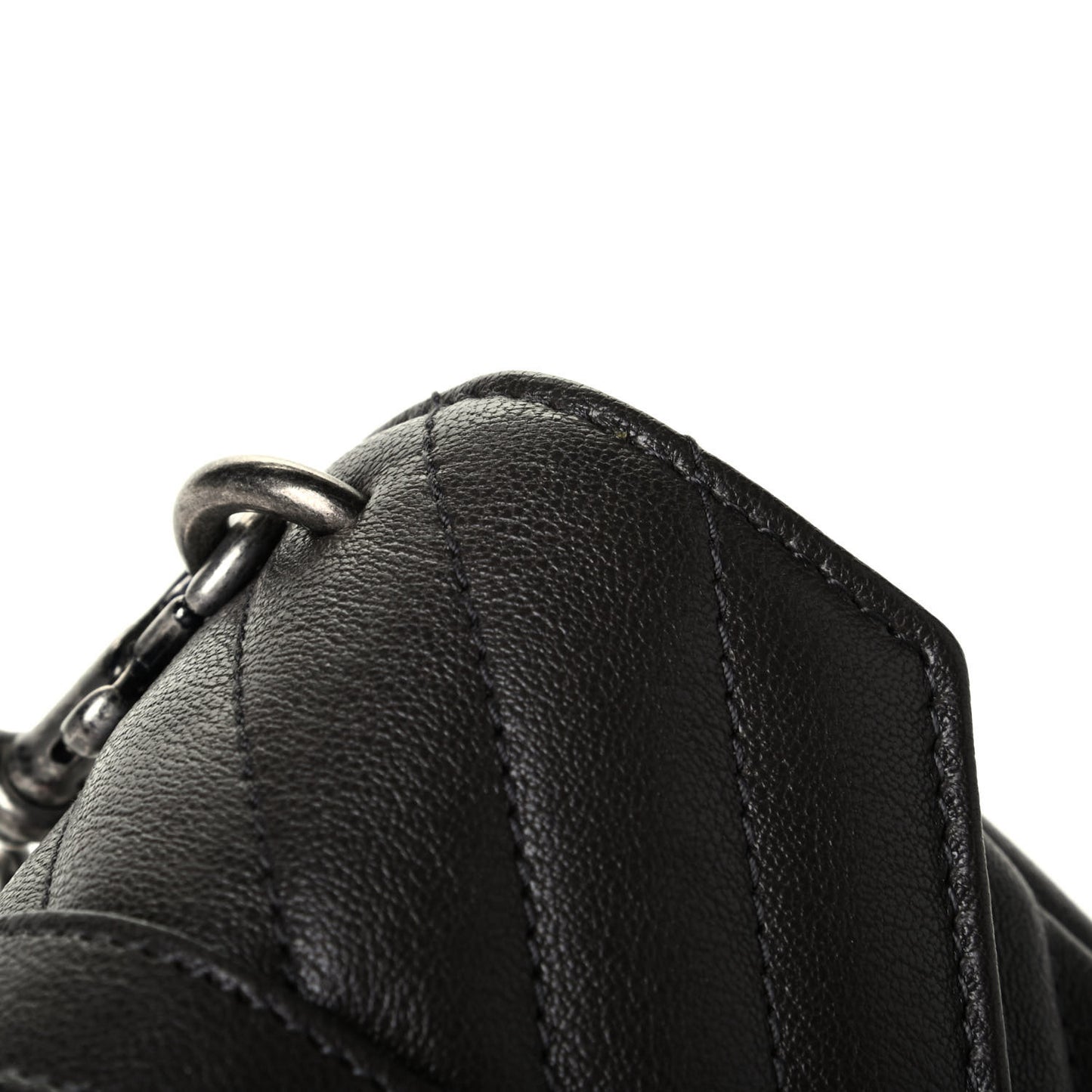Sheepskin Matelasse Chevron Monogram Mini College Bag Dark Anthracite
