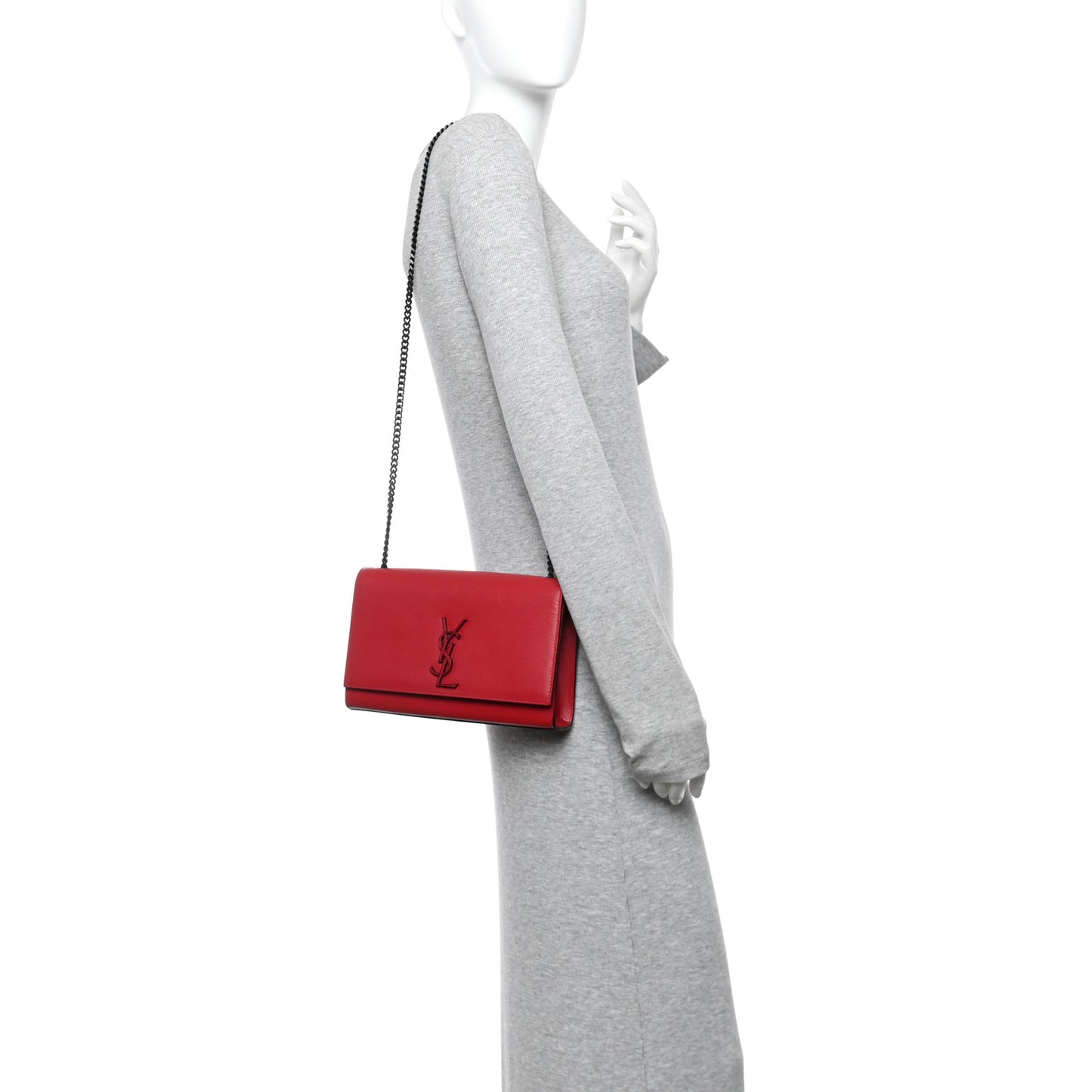 Grain De Poudre Medium Classic Monogram Monochrome Kate Satchel Lipstick Red