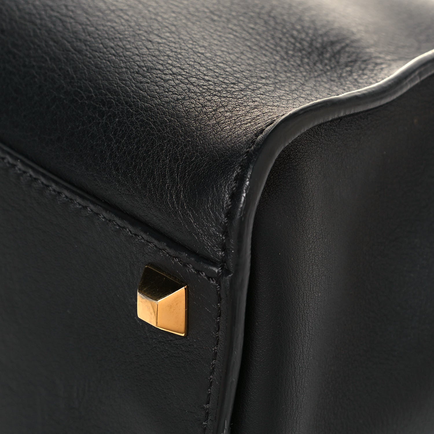 Fendi Vitello Seta Gold Studded Medium Peekaboo Iconic Satchel Black 8 of 12