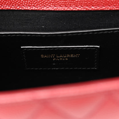 Saint Laurent Grain De Poudre Textured Mixed Matelasse Triquilt Medium Monogram Satchel Oxblood 7 of 13