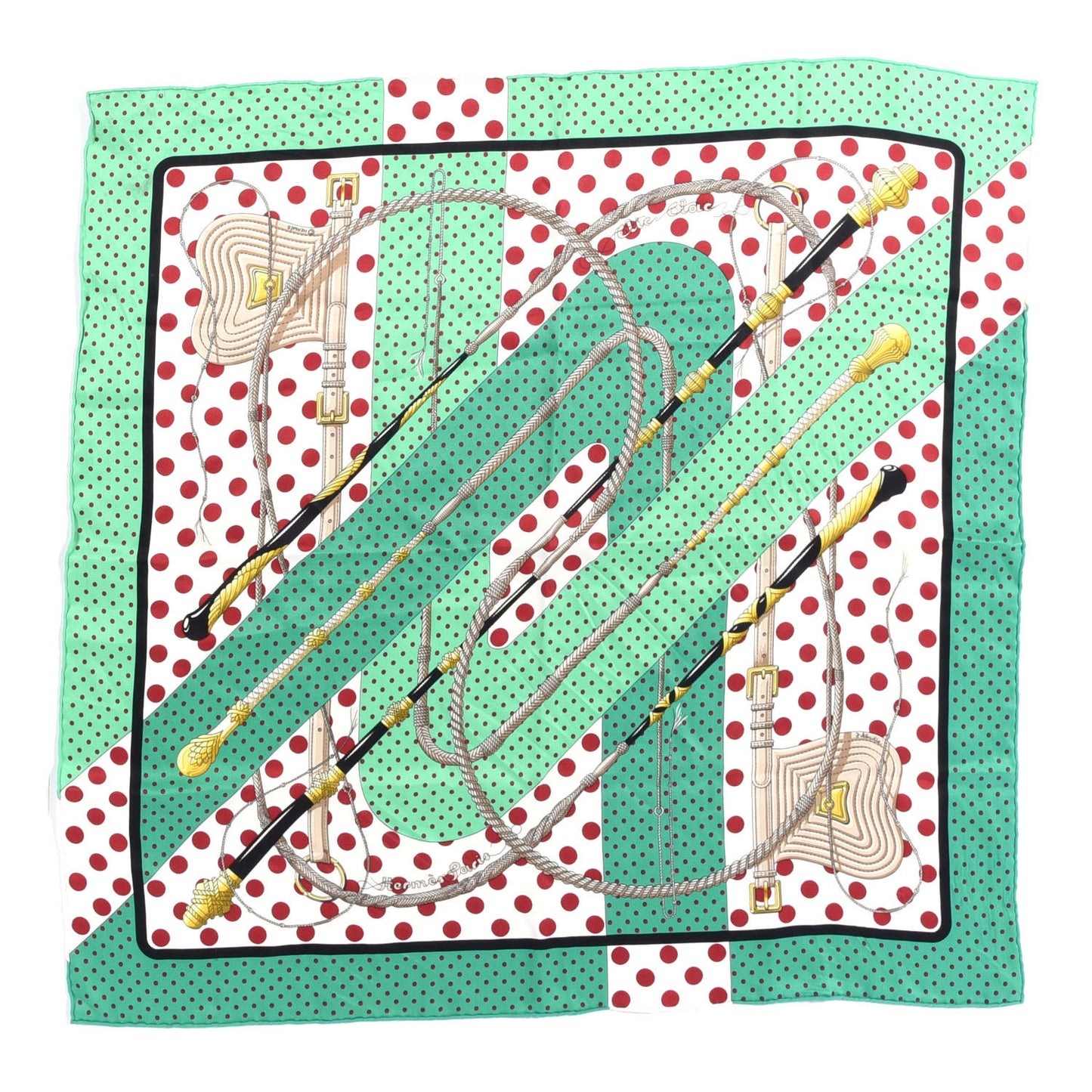 Silk Clic Clac A Pois Scarf 90 Vert Vif Bordeaux Menthe