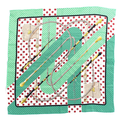 Hermes Silk Clic Clac A Pois Scarf 90 Vert Vif Bordeaux Menthe 1 of 6