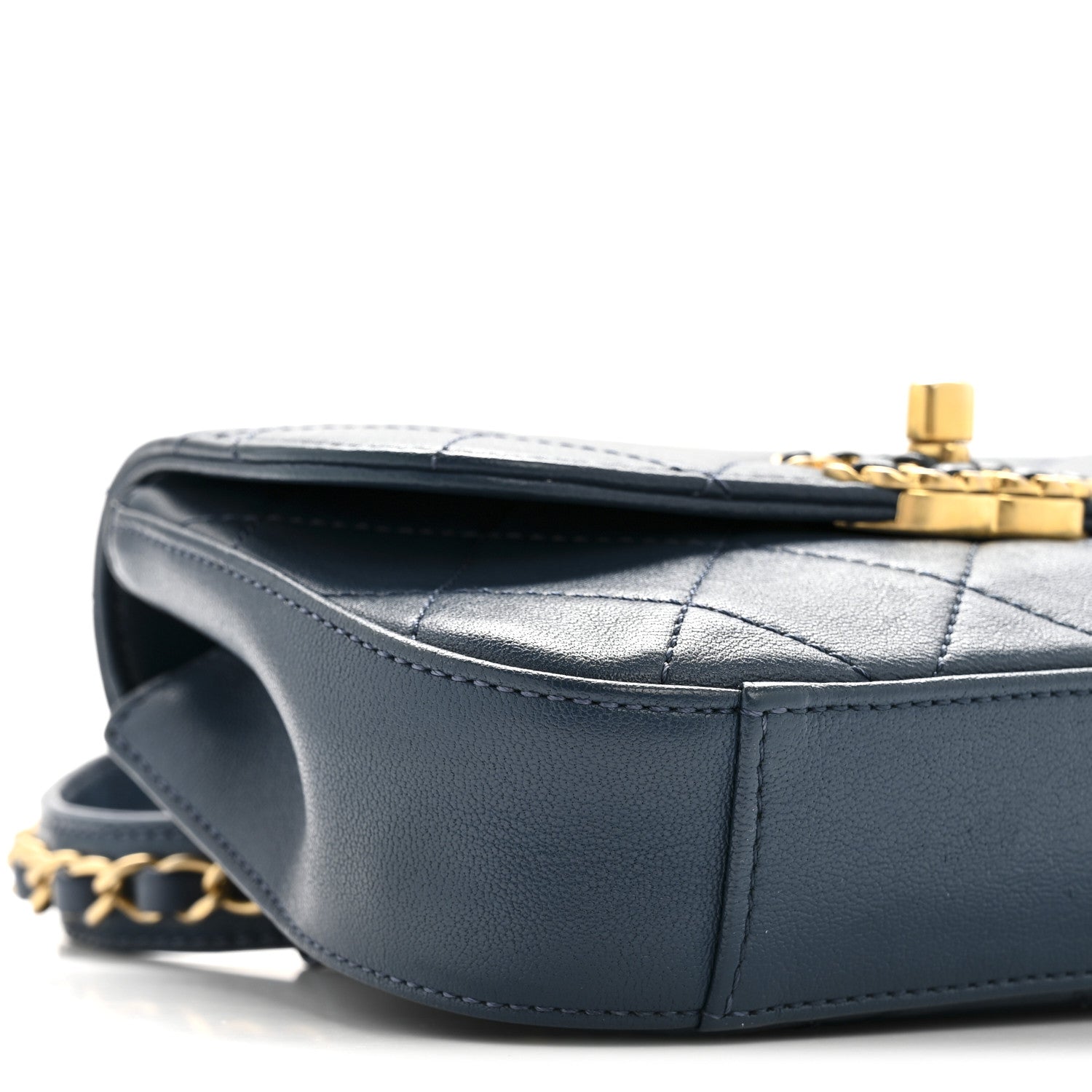 Chanel Lambskin Quilted Chain Infinity Waist Belt Bag Blue 1796910