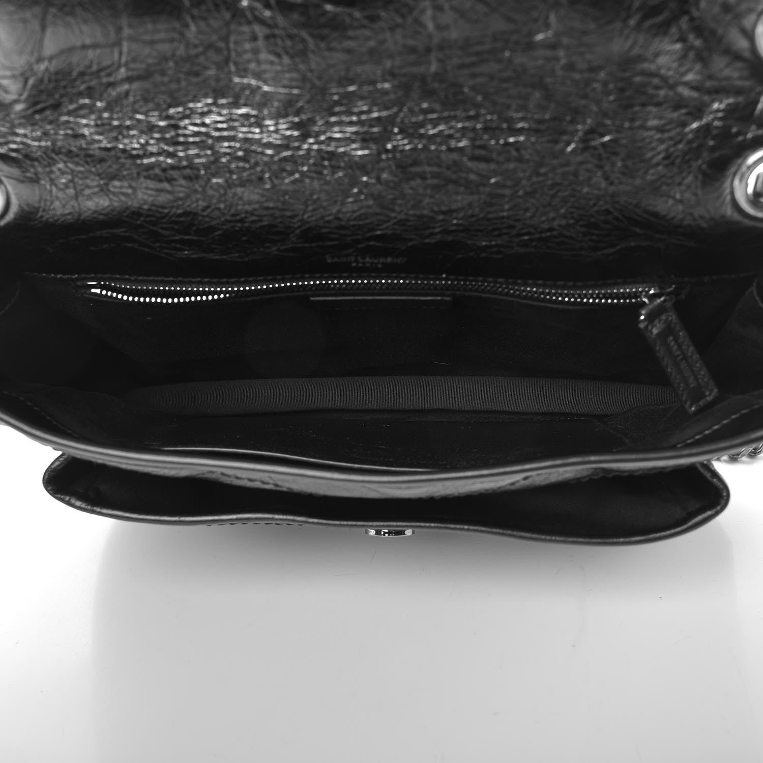 Saint Laurent Crinkled Calfskin Matelasse Monogram Medium Niki Chain Satchel Black 6 of 10