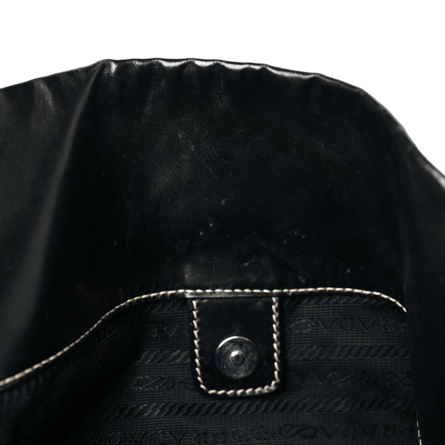 Prada Tessuto Nylon Calfskin Hobo Black 10 of 12