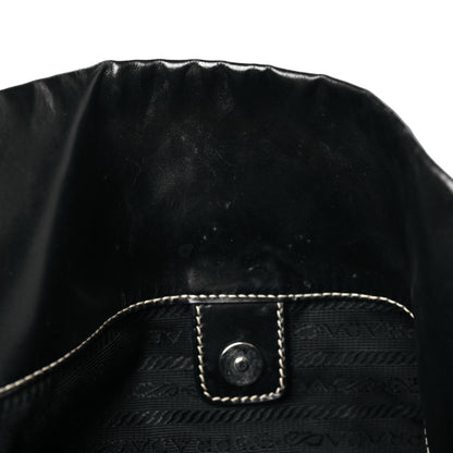 Prada Tessuto Nylon Calfskin Hobo Black 10 of 12