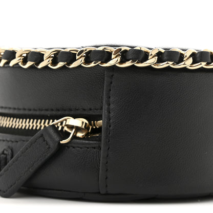Chanel Lambskin Quilted Chain Around CC Round Clutch With Chain Black 9 of 10