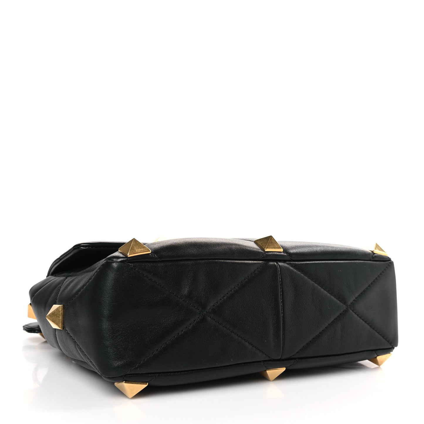 Nappa Large Roman Stud Shoulder Bag Black