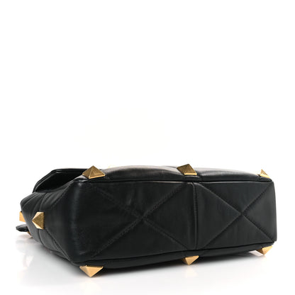 Valentino Garavani Nappa Large Roman Stud Shoulder Bag Black 4 of 8