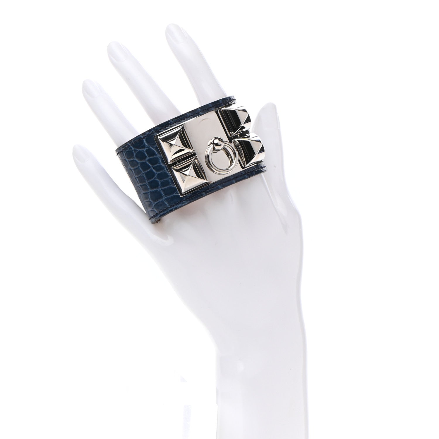 Hermes Matte Alligator Collier De Chien CDC Bracelet S Bleu De Malte 2 of 9