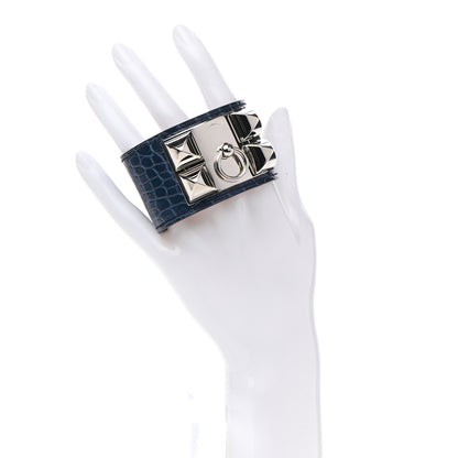 Hermes Matte Alligator Collier De Chien CDC Bracelet S Bleu De Malte 2 of 9