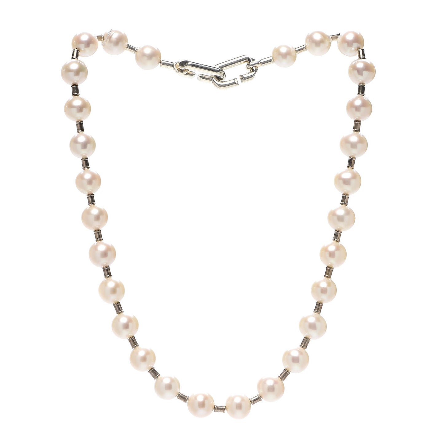 Sterling Silver Pearl 9-10mm Hardwear Necklace