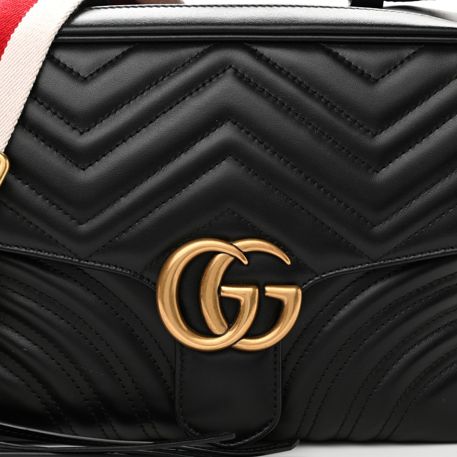 Gucci Calfskin Matelasse Sylvie Web Small GG Marmont Top Handle Shoulder Bag Black 8 of 11
