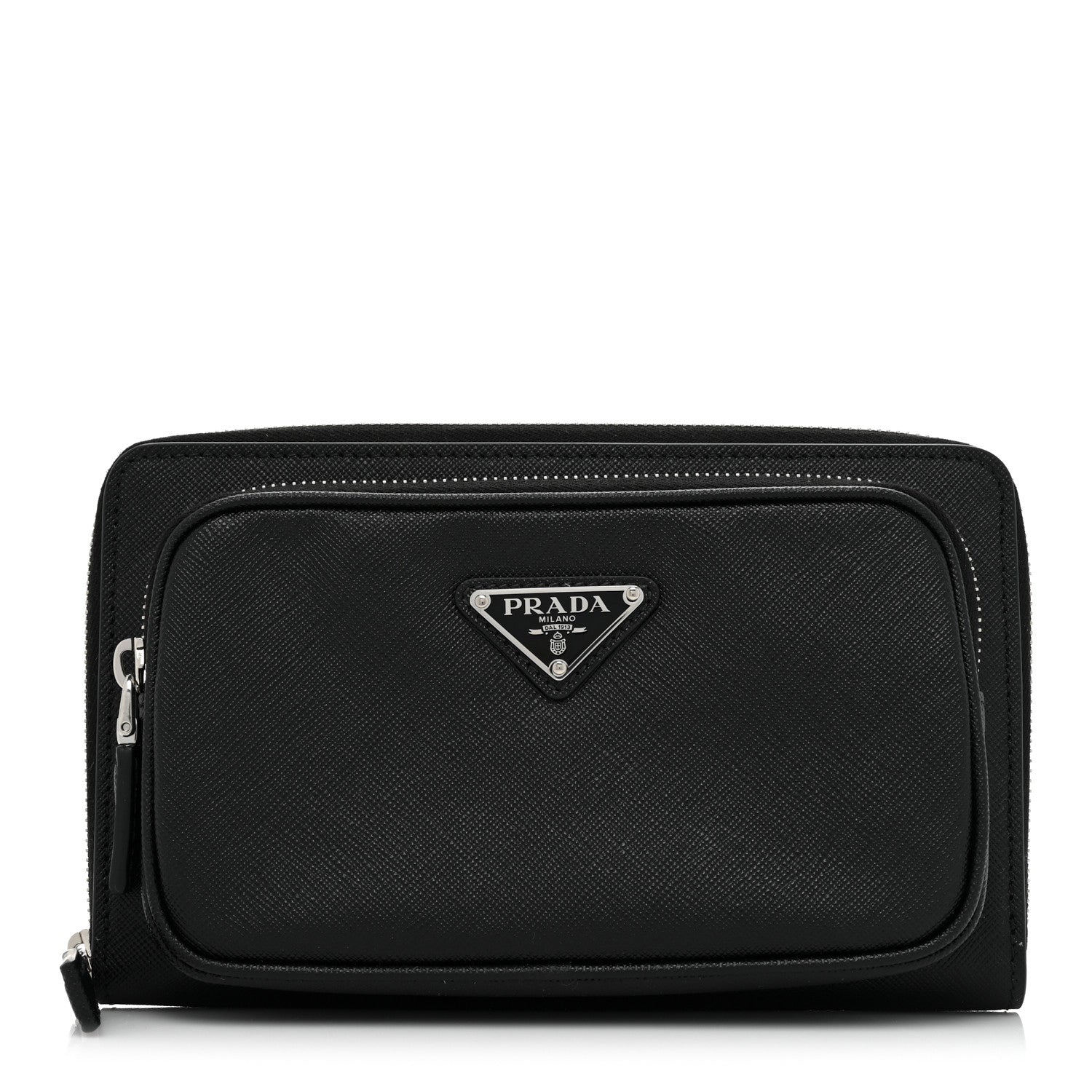 Prada Saffiano Travel Double Zip Crossbody Belt Bag Black 1 of 9