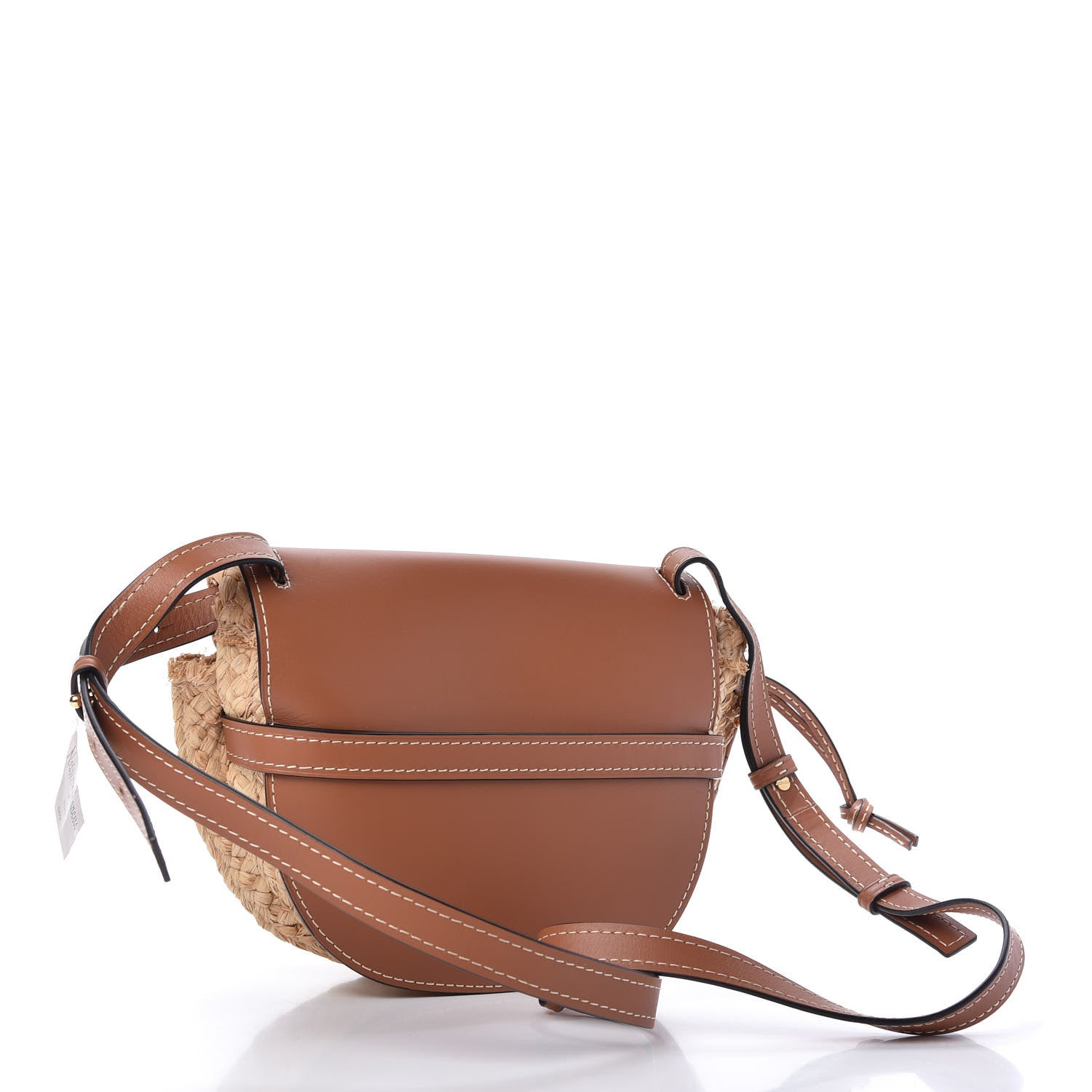 Loewe Calfskin Raffia Small Gate Crossbody Bag Natural Tan 3 of 9