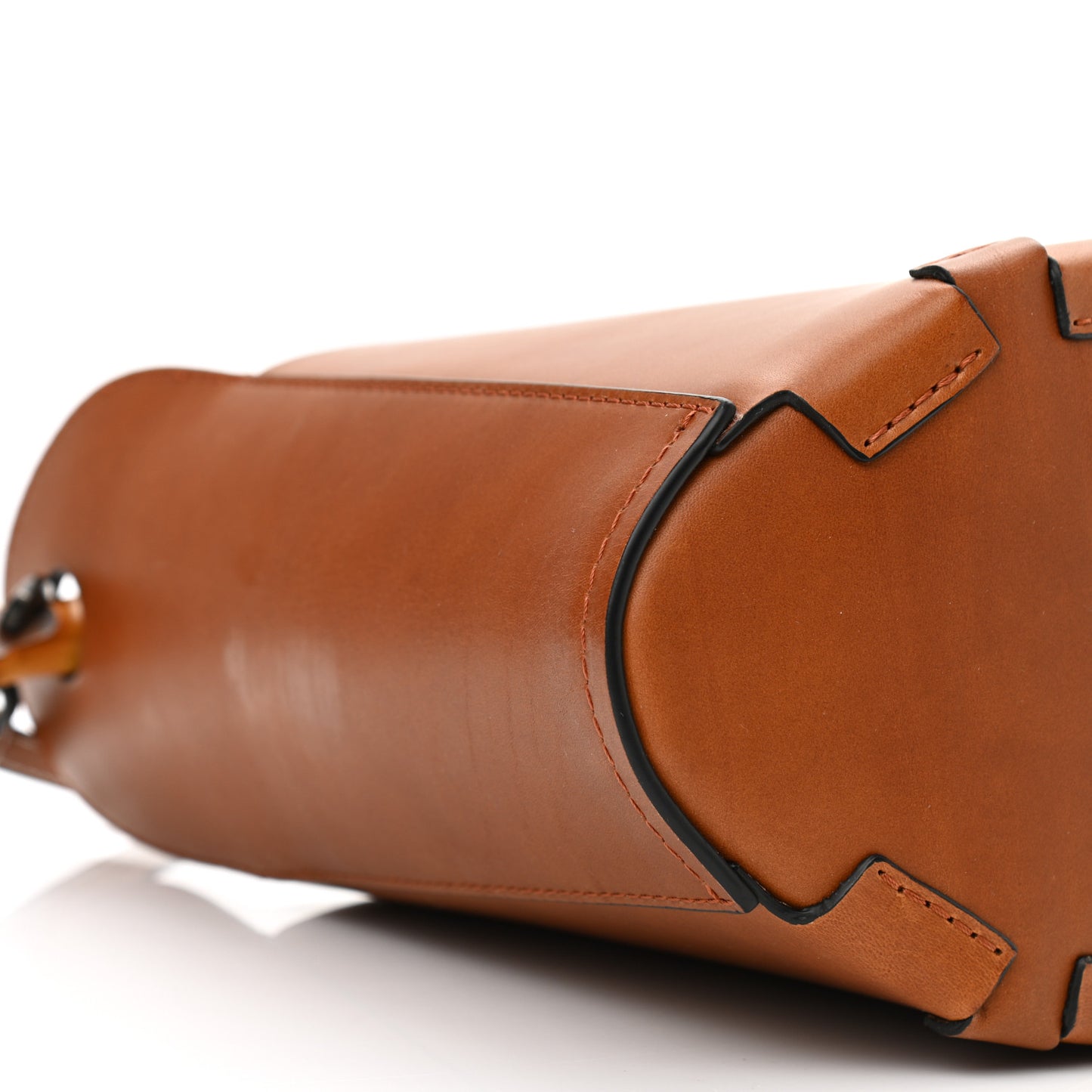 Calfskin Bamboo Bucket Bag Tan
