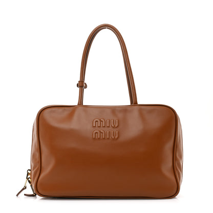 Miu Miu Soft Calf Softy Large Beau Top Handle Bag Cognac 1 of 9