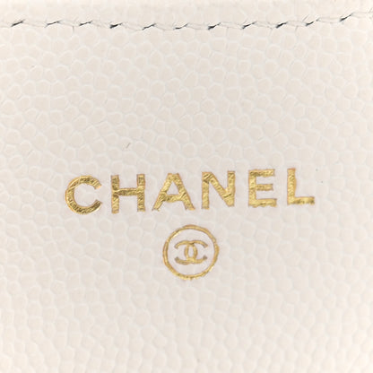 Chanel Caviar Quilted Flap Card Holder On Chain White 6 of 11