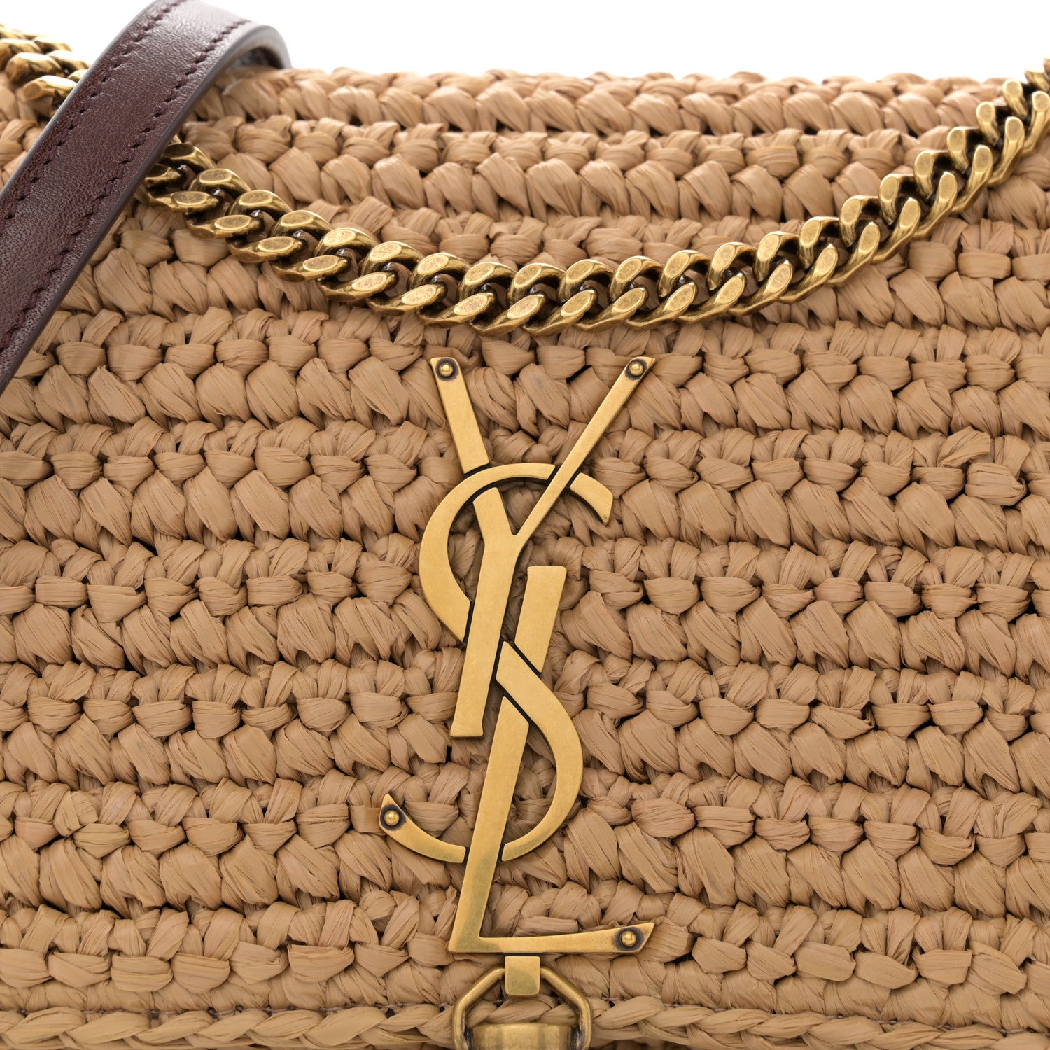 Saint Laurent Raffia Monogram Tassel Kate 99 Dark Nude 7 of 11