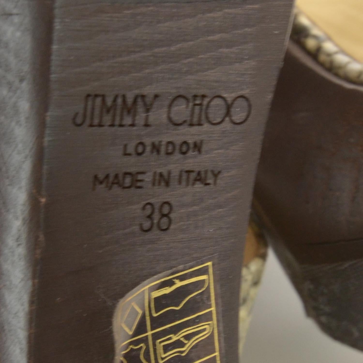 Jimmy Choo Snakeskin Wooden Mules Heels 38 6 of 6