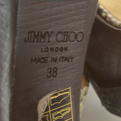 Jimmy Choo Snakeskin Wooden Mules Heels 38 6 of 6