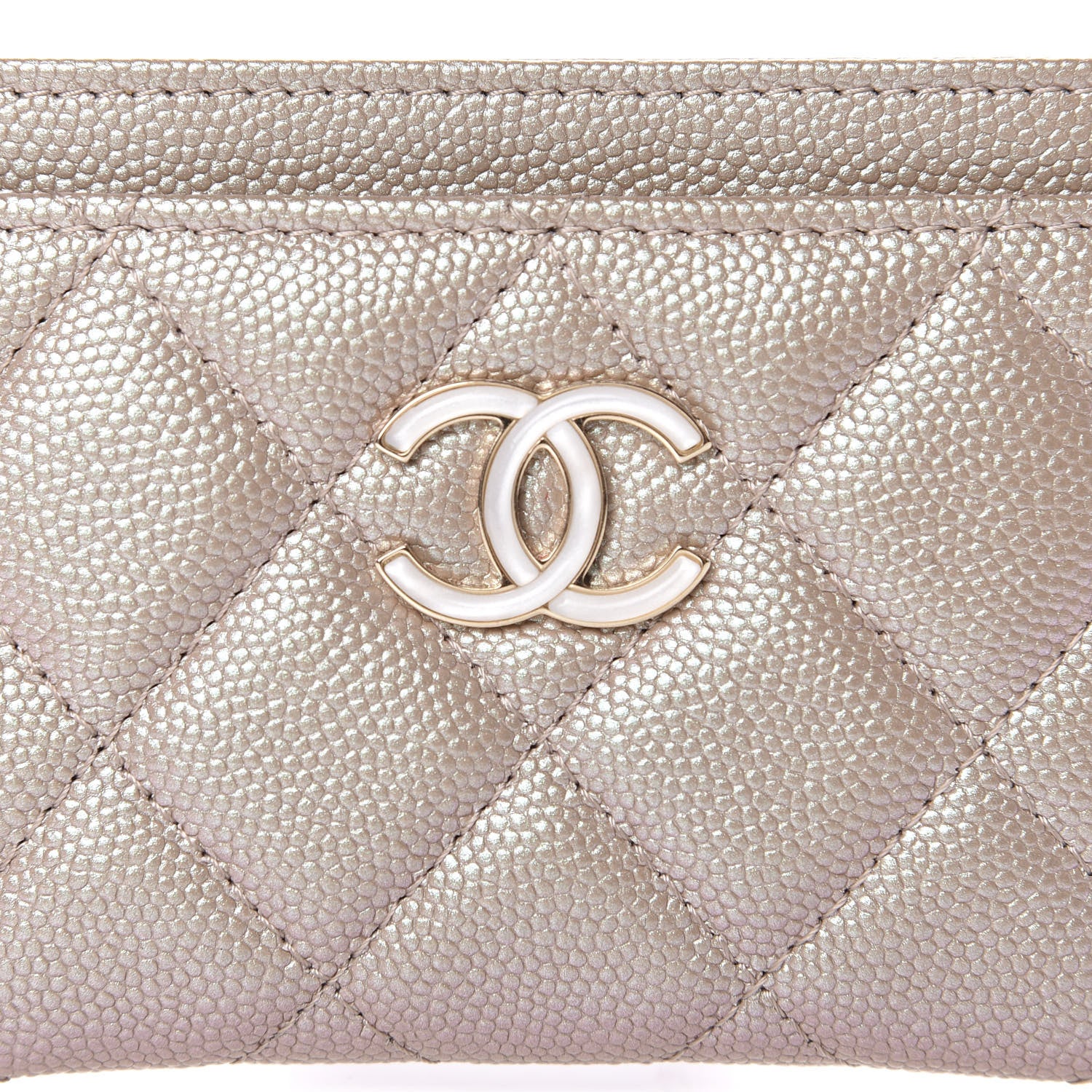Chanel Iridescent Caviar Quilted Card Holder Beige 9 of 10