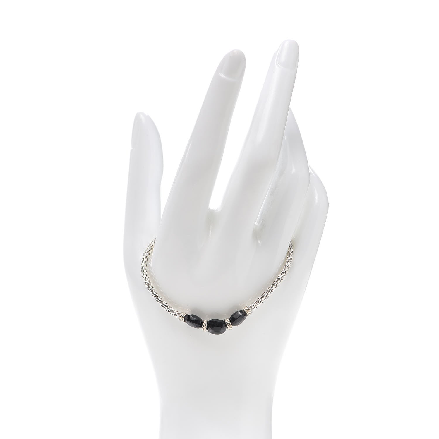 John Hardy Sterling Silver Black Onyx Slim Classic Chain 3 Bead Bracelet 2 of 5