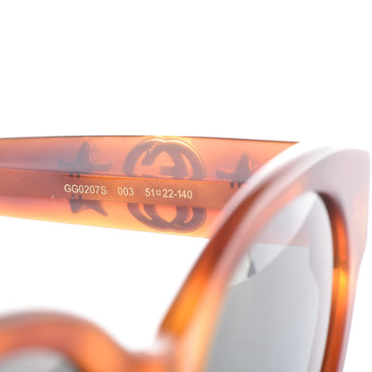 Gucci Round Frame GG Star Sunglasses GG0207S Tortoiseshell 5 of 7