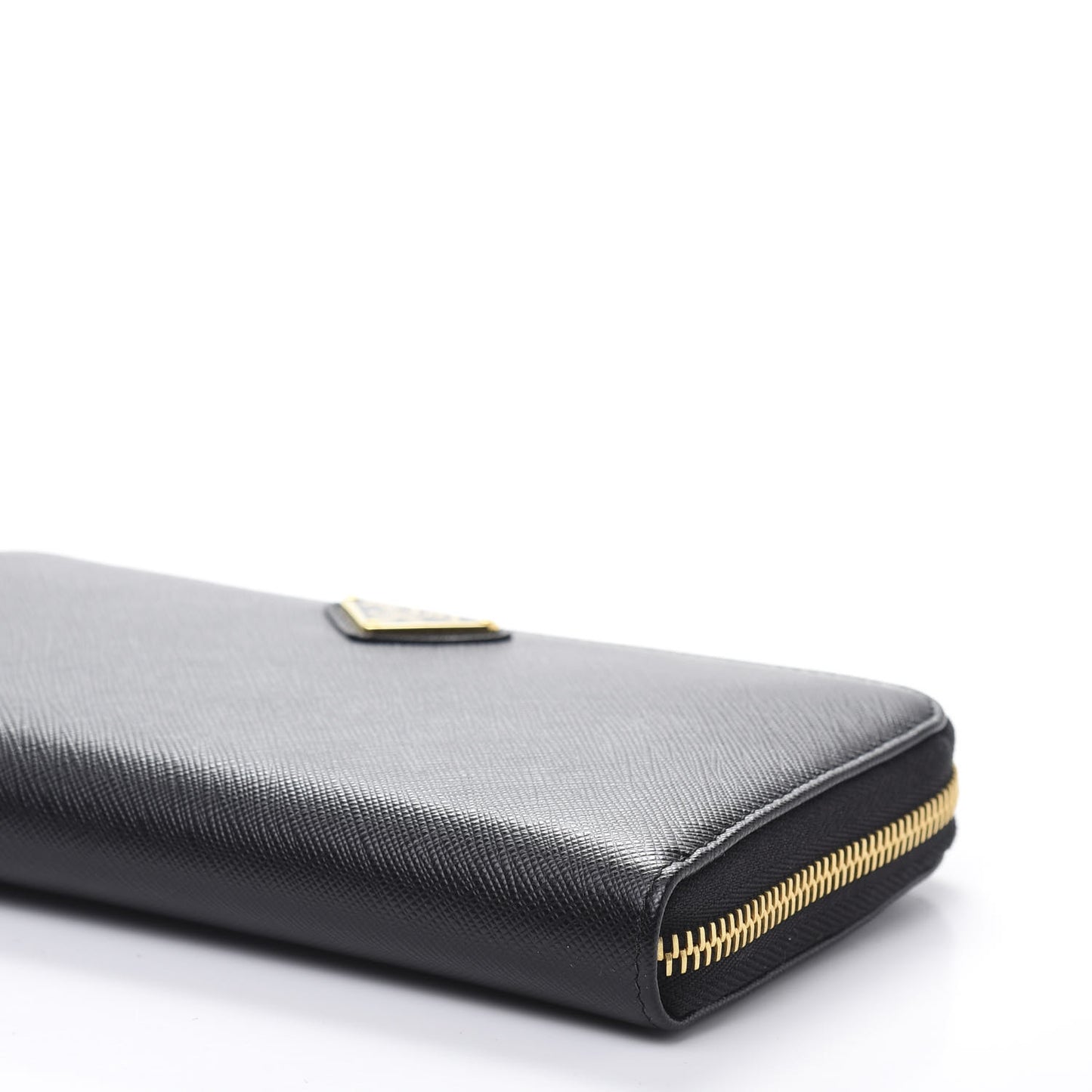 Saffiano Metal Zip Around Wallet Black