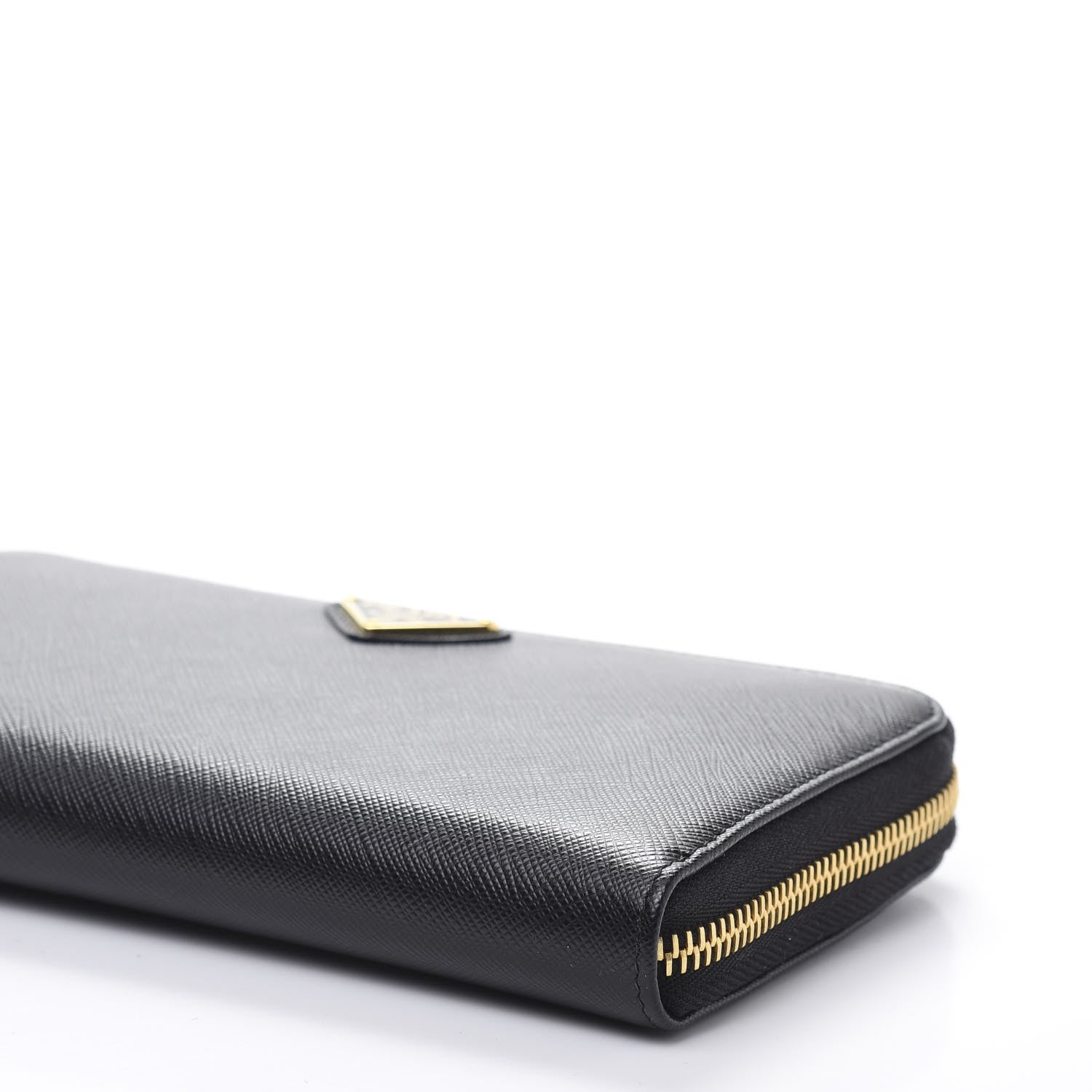 Prada Saffiano Metal Zip Around Wallet Black 7 of 9