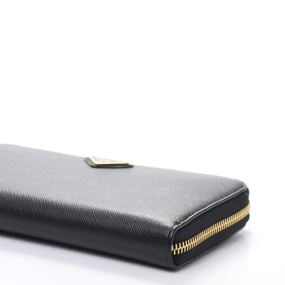 Prada Saffiano Metal Zip Around Wallet Black 7 of 9
