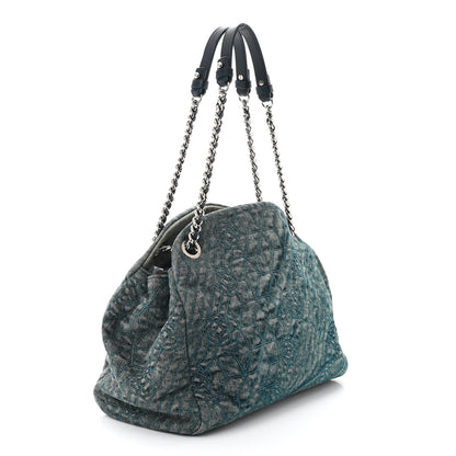 Chanel Denim Camellia Embroidered Medium Just Mademoiselle Blue 3 of 11