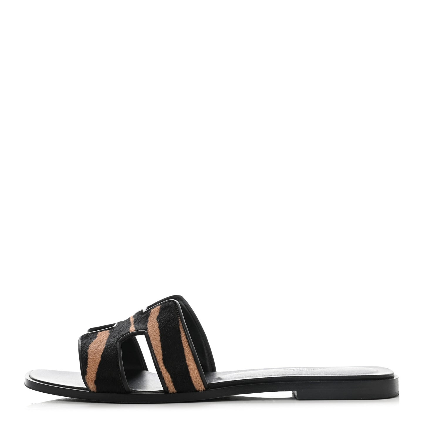 Horse Hair Zebra Print Oran Sandals 40 Black