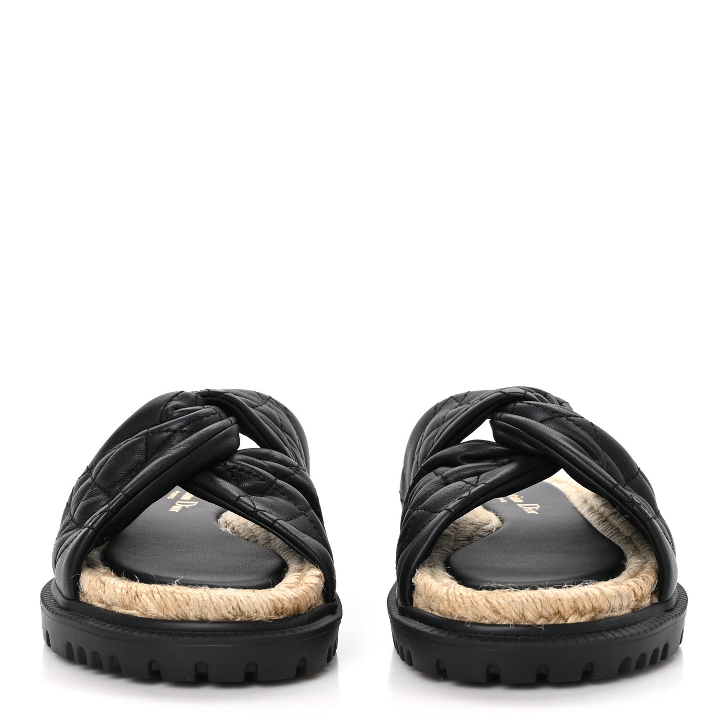 Calfskin Cannage Dtwist Espadrille Platform Sandals 35.5 Black