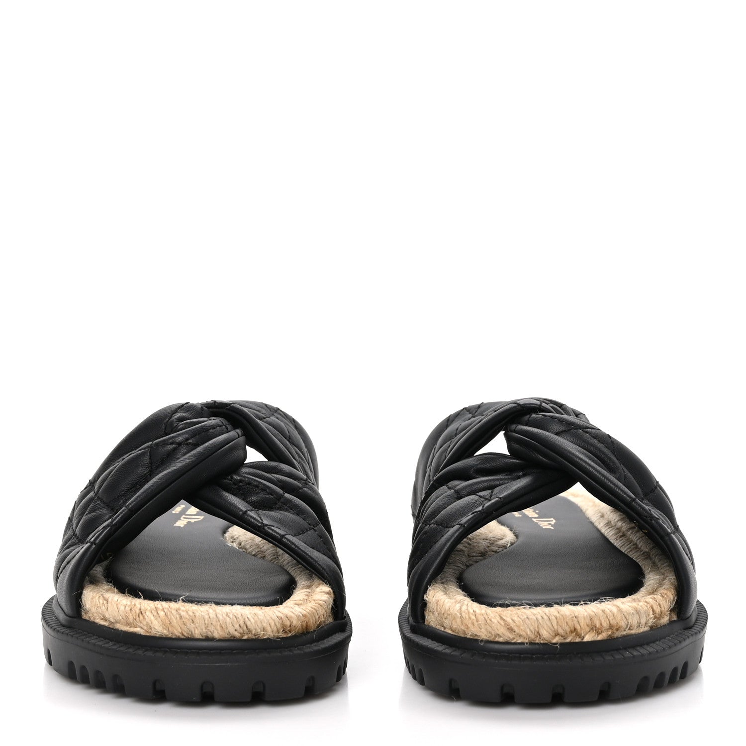 Christian Dior Calfskin Cannage Dtwist Espadrille Platform Sandals 35.5 Black 2 of 9