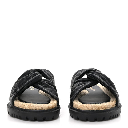Christian Dior Calfskin Cannage Dtwist Espadrille Platform Sandals 35.5 Black 2 of 9